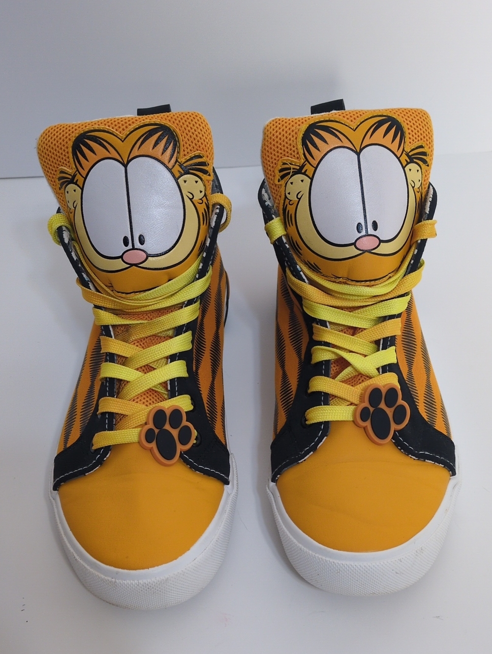 Ground Up Garfield High Top Sneakers Size 10 Orange Stripe Paw Lace Charms